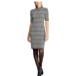 Chaps Plaid Sweater Dress Black White Mid Length Large Winter Casual Modest Larg